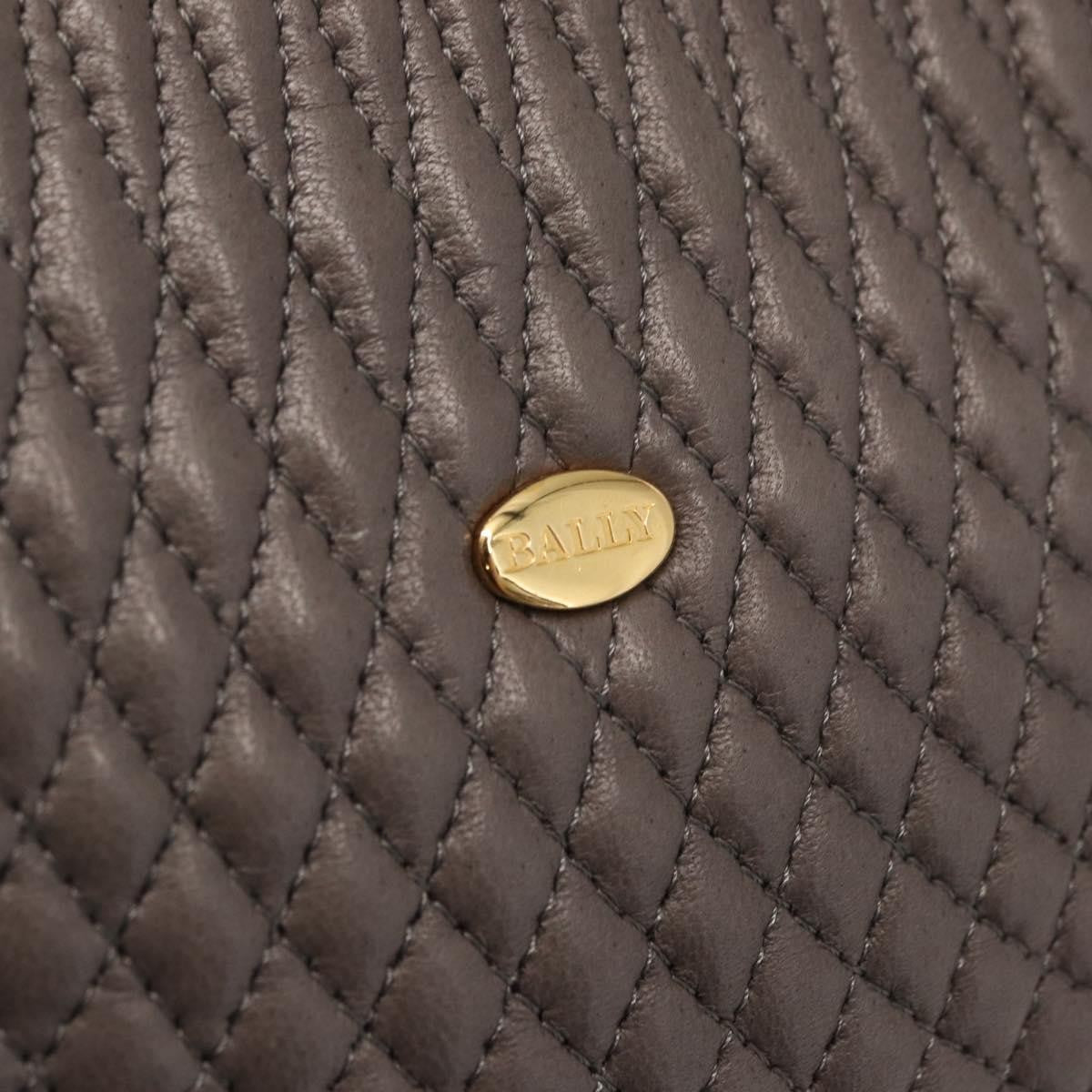 Bally Vintage Chain Shoulder Bag Quilted Leather, GRAY, LEATHER, Shoulder bag