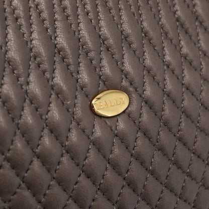 Bally Vintage Chain Shoulder Bag Quilted Leather, GRAY, LEATHER, Shoulder bag