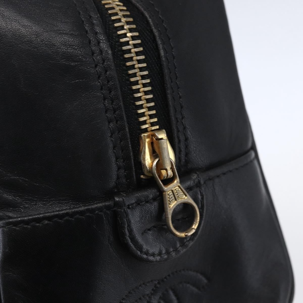 Chanel Vintage Toiletry Pouch Leather, Black, Patent Leather, Clutch