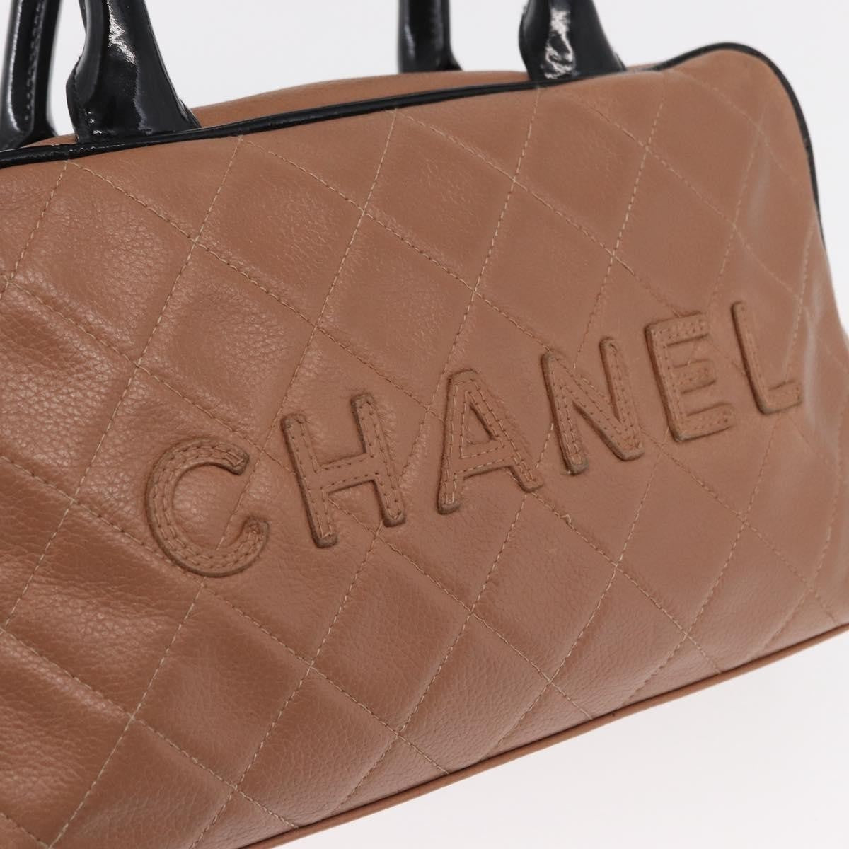 Chanel Embossed Logo Bowler Bag Quilted Caviar, BEIGE, LEATHER, Handbag