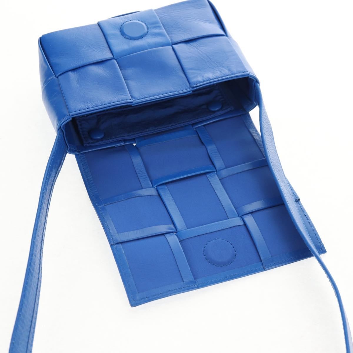 Bottega Veneta Fun Cassette Crossbody Bag Maxi Intrecciato Leather, BLUE, LEATHER, Crossbody bag