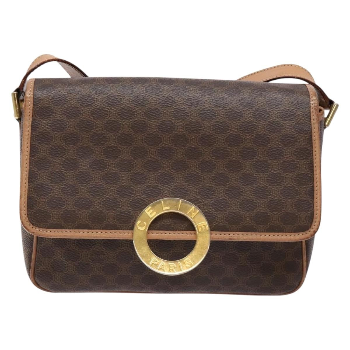 Celine Vintage Macadam Shoulder Bag Canvas, BROWN, CANVAS, Shoulder bag