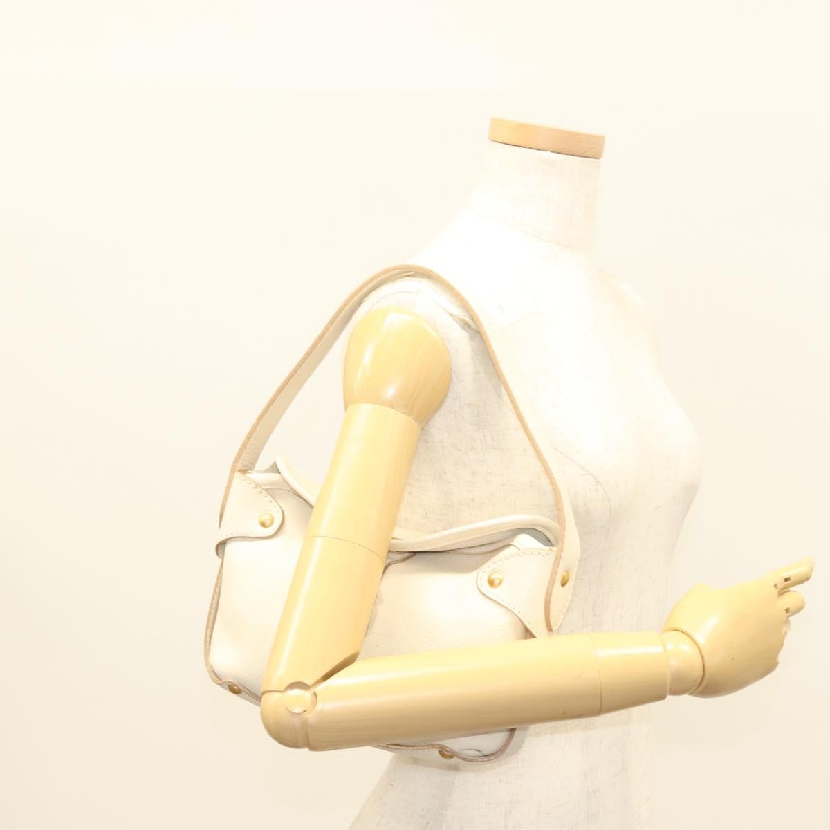 Salvatore Ferragamo Gancini handbag Leather, WHITE, LEATHER, Handbag