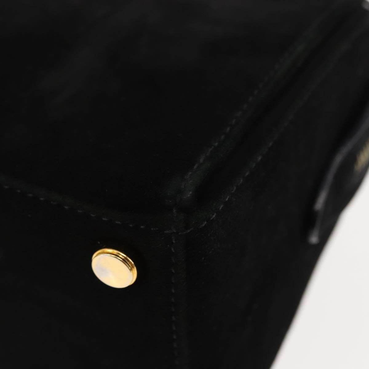 Salvatore Ferragamo Gancini mini handbag Canvas, BLACK, SUEDE, Handbag