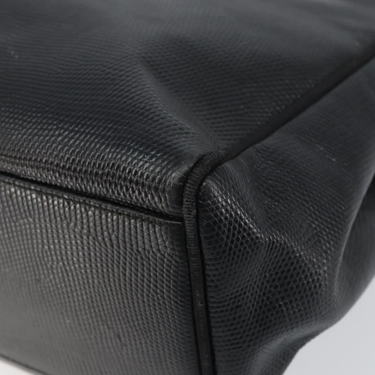 Salvatore Ferragamo Vintage Vara Bow Tote Lizard Embossed Leather, BLACK, LEATHER, Tote bag