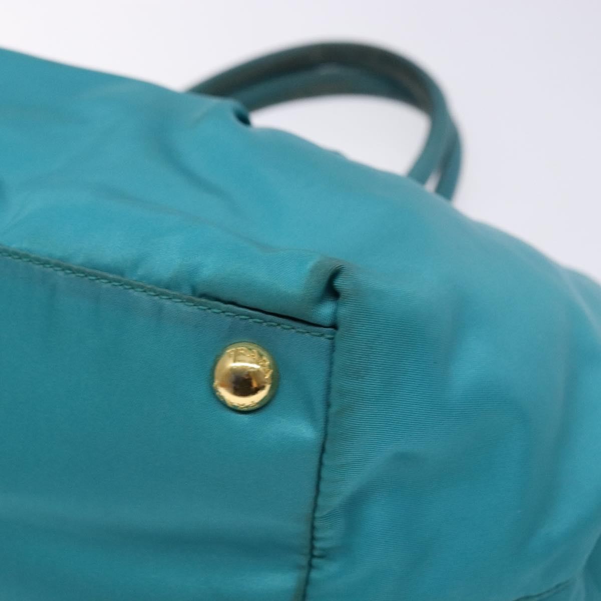 Prada Logo Bow Tote Tessuto with Leather, TURQUOISE, NYLON, Tote bag