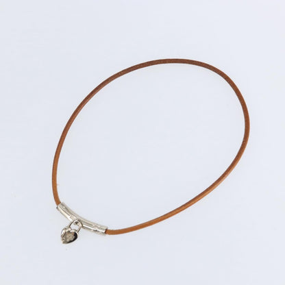 Hermes Annee Mediterranee Cadena Charm Necklace Metal and Leather, BROWN, LEATHER, Necklace