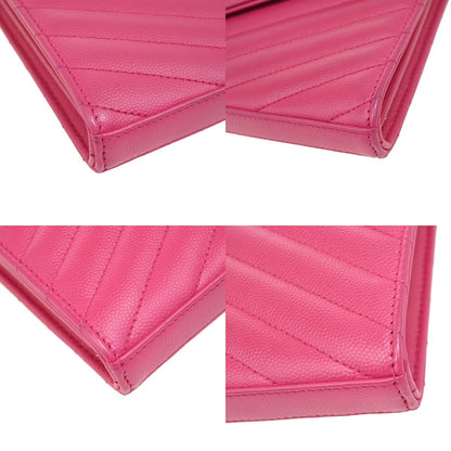 Saint Laurent Cassandra Wallet on Strap leather, PINK, LEATHER, Shoulder bag