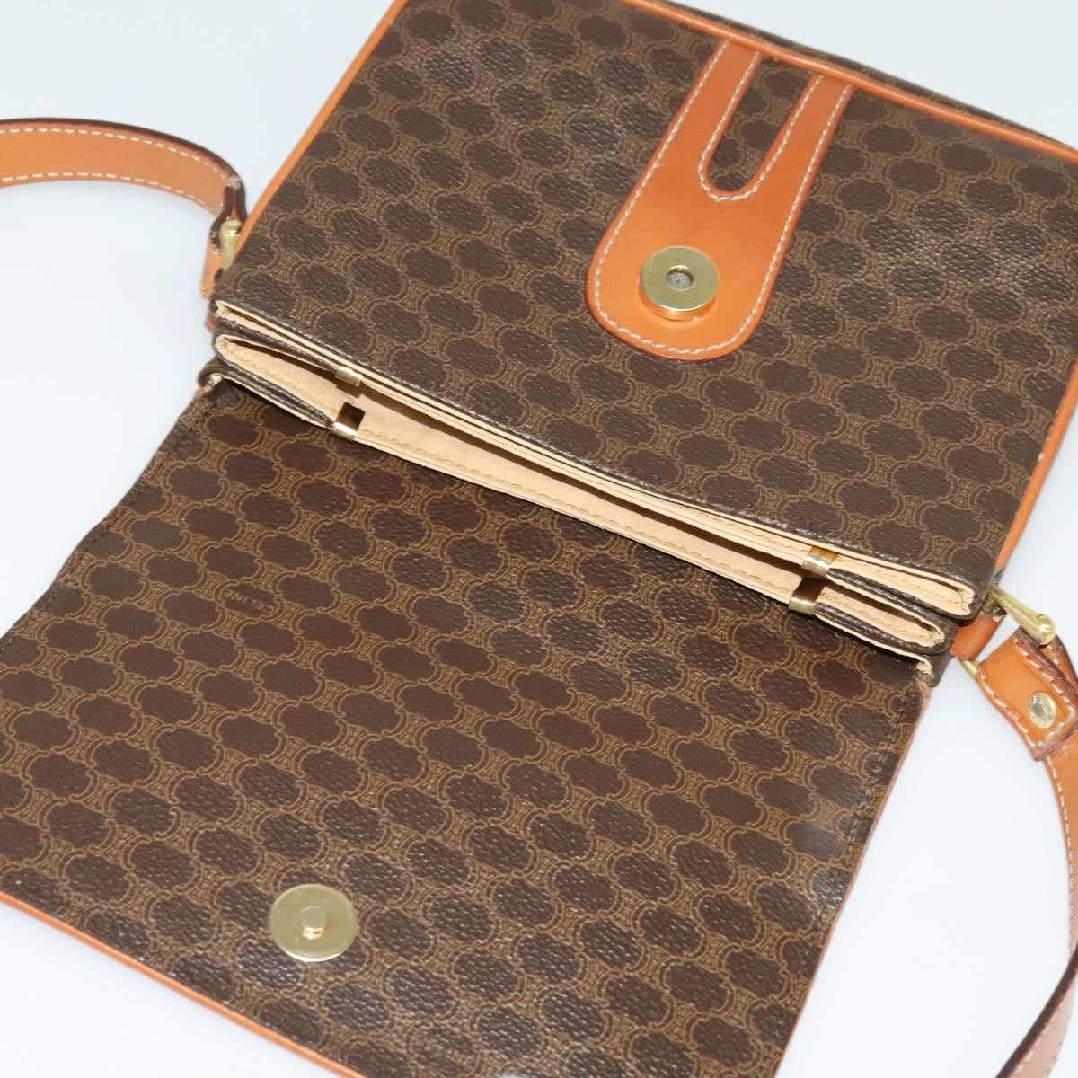 Celine Macadam Shoulder Bag PVC Leather, BROWN, CANVAS, Shoulder bag