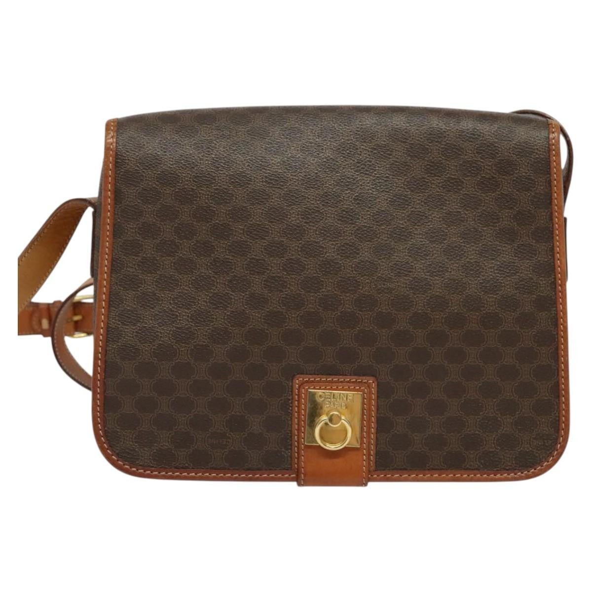 Celine Macadam Shoulder Bag PVC Leather, BROWN, CANVAS, Shoulder bag