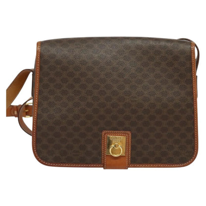 Celine Macadam Shoulder Bag PVC Leather, BROWN, CANVAS, Shoulder bag