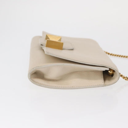 Chloe Chain Flap Crossbody Bag Leather, BEIGE, LEATHER, Shoulder bag