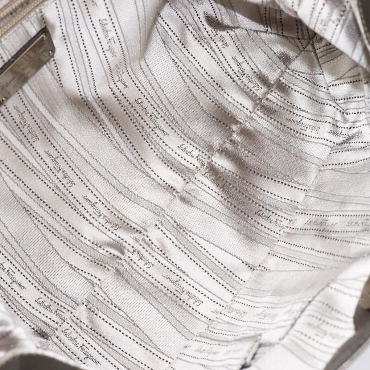 Salvatore Ferragamo Gancini Tote Leather, SILVER, LEATHER, Tote bag