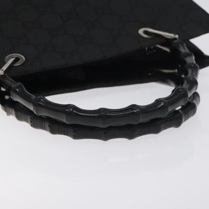 Gucci Vintage Bamboo Handle Tote GG Nylon, BLACK, NYLON, Tote bag