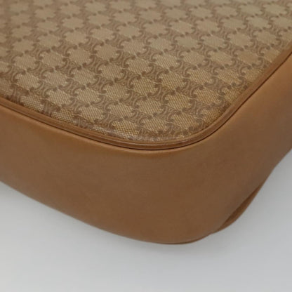 Celine Vintage Macadam Shoulder Bag Canvas and Leather, BEIGE, CANVAS, Shoulder bag