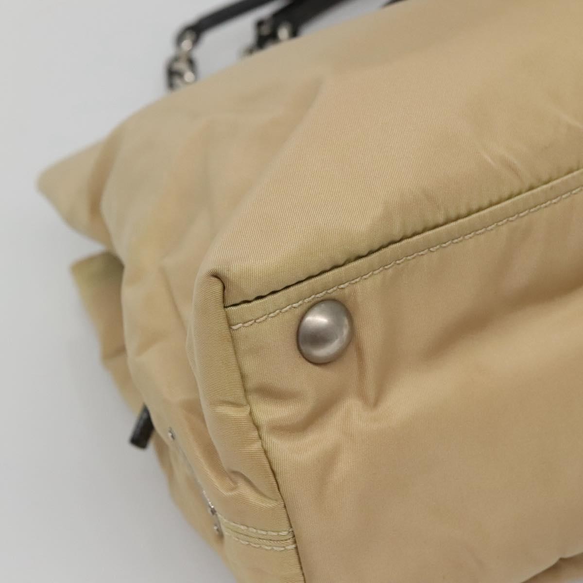 Prada Convertible Chain Tote Quilted Tessuto, BEIGE, NYLON, Tote bag