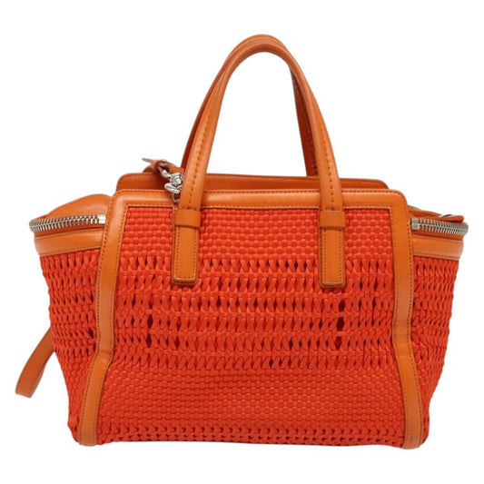 Salvatore Ferragamo Gancini handbag Canvas and Leather, ORANGE, CANVAS, Handbag
