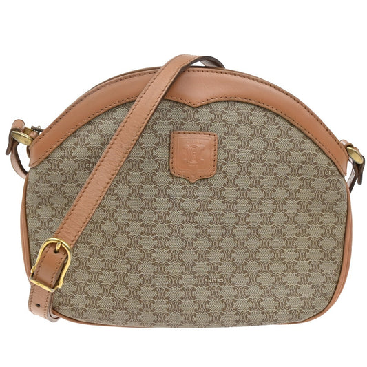 Celine Vintage Macadam Shoulder Bag Canvas and Leather, BROWN, CANVAS, Shoulder bag