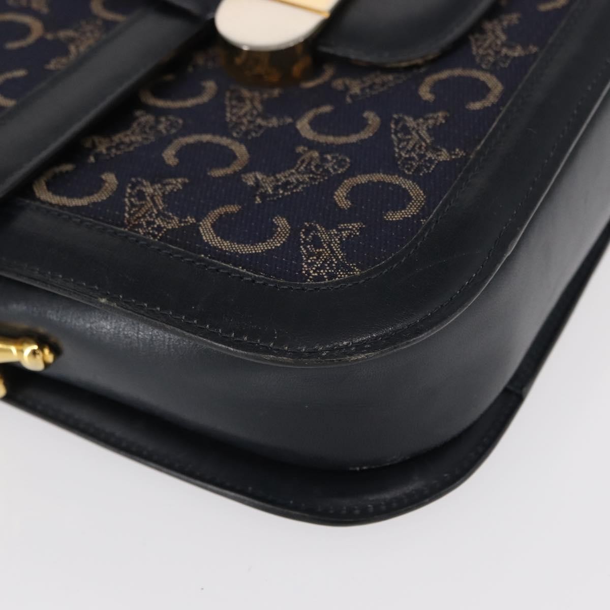 Celine Horse Carriage Shoulder bag Canvas and Leather, NAVY, CANVAS, Shoulder bag