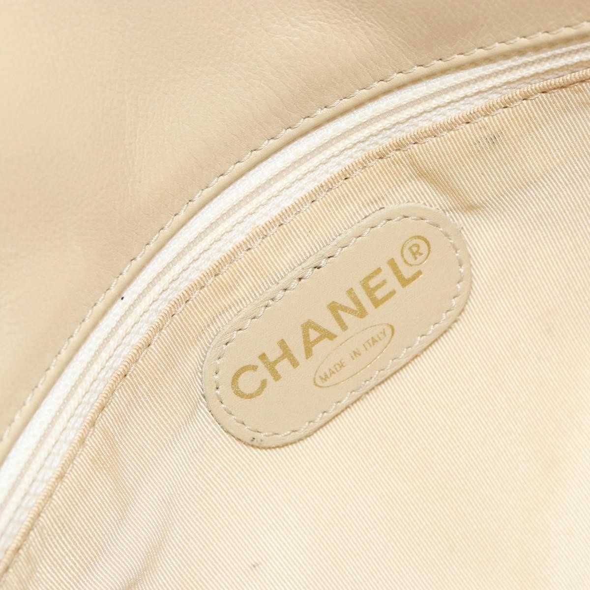 Chanel Vintage CC Logo Tote Leather, BEIGE, LEATHER, Tote bag