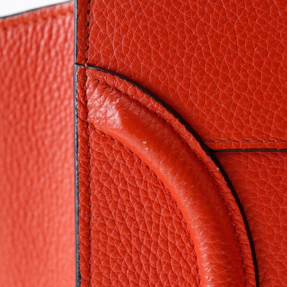 Celine Luggage Bag Embossed Leather, RED, LEATHER, Handbag
