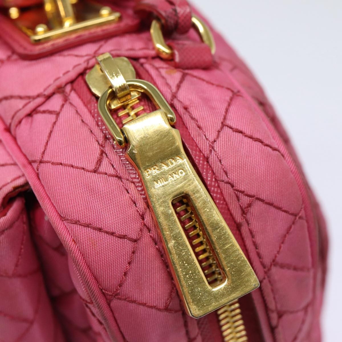 Prada Vintage Shoulder Bag Quilted Tessuto, PINK, NYLON, Shoulder bag