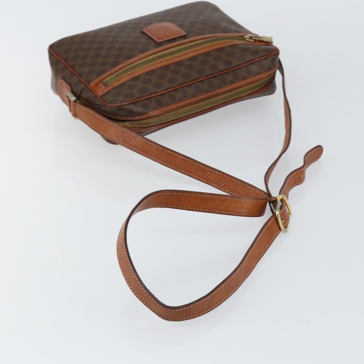 Celine Vintage Macadam Shoulder Bag Canvas and Leather, BROWN, CANVAS, Shoulder bag