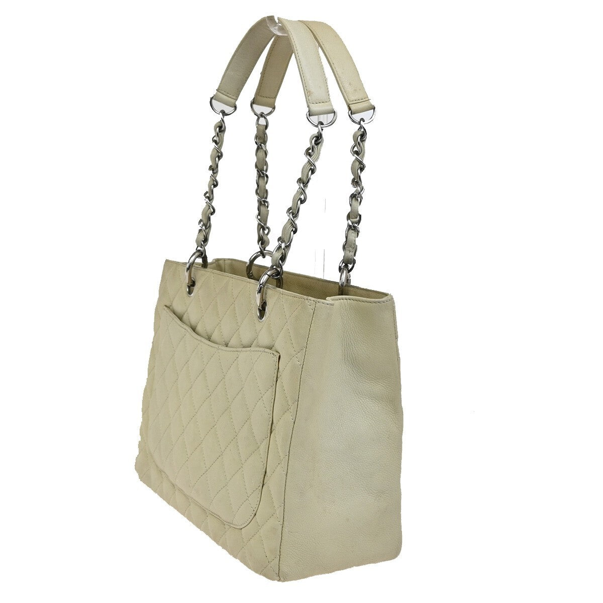 Chanel Grand Shopping Tote Quilted Calfskin, BEIGE, LEATHER, Tote bag