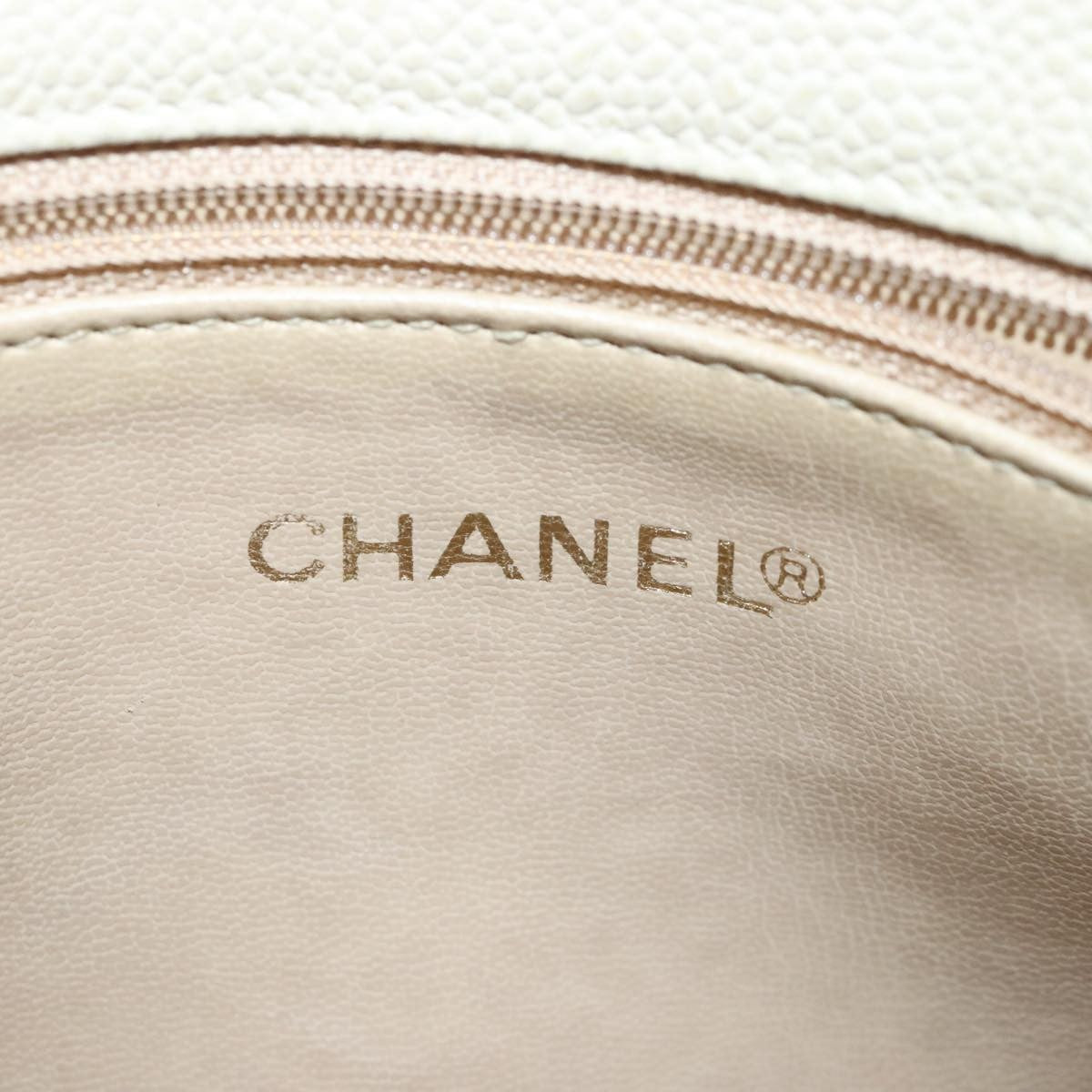 Chanel Vintage Slit Pocket Shoulder Bag Quilted Caviar, Beige, Leather, Shoulder Bag