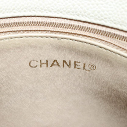 Chanel Vintage Slit Pocket Shoulder Bag Quilted Caviar, Beige, Leather, Shoulder Bag