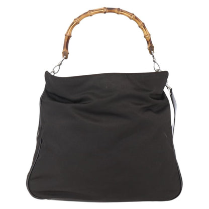 Gucci Vintage Bamboo Handle Bag Nylon, BROWN, NYLON, Handbag