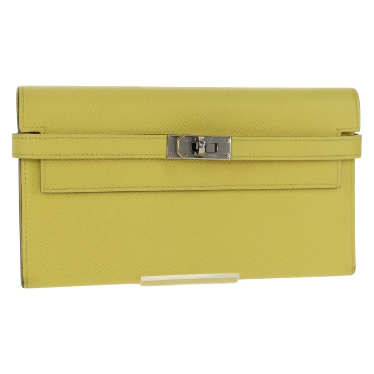 Hermes Kelly Wallet Epsom, YELLOW, LEATHER, Wallets