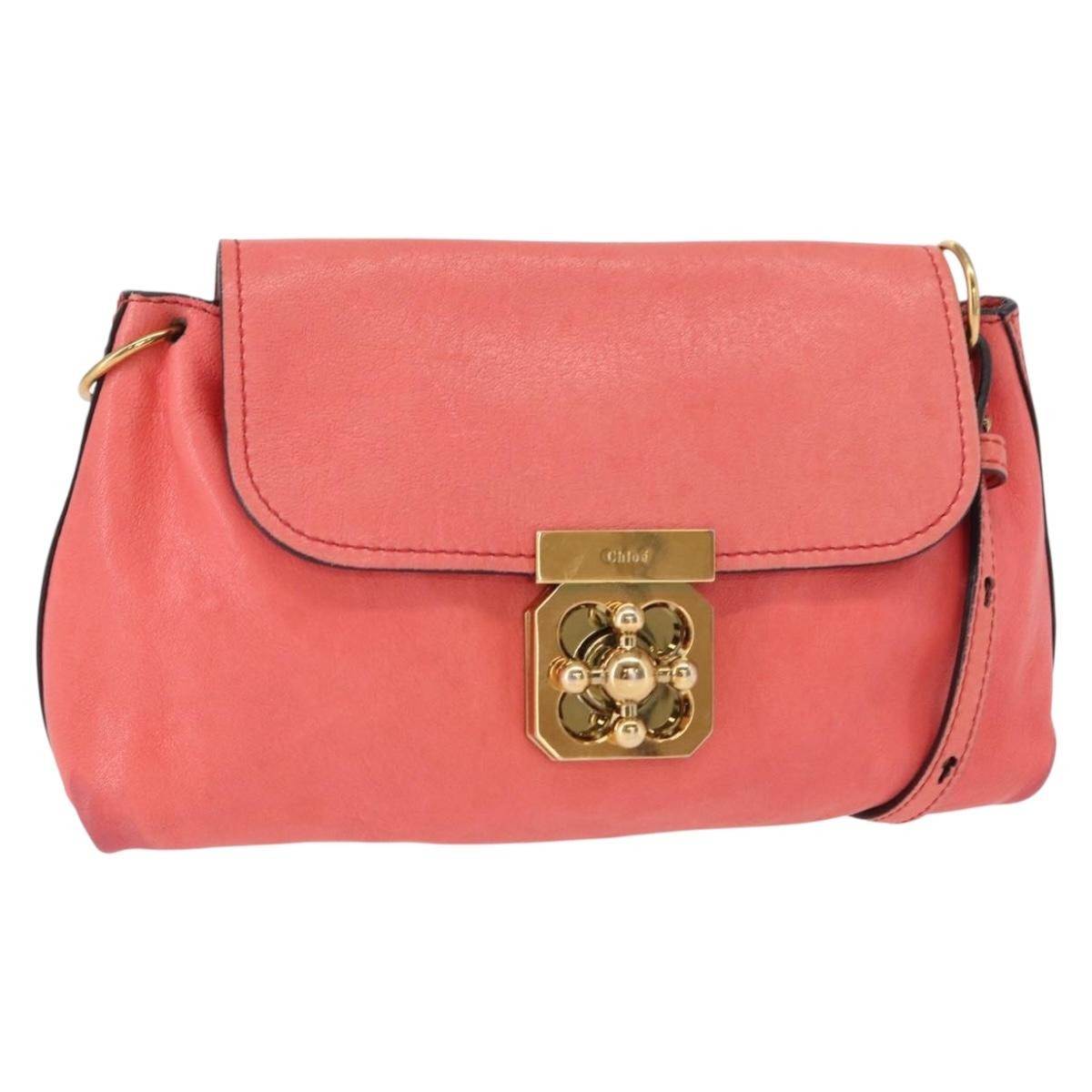 Chloe Elsie Crossbody Bag Leather, PINK, LEATHER, Shoulder bag