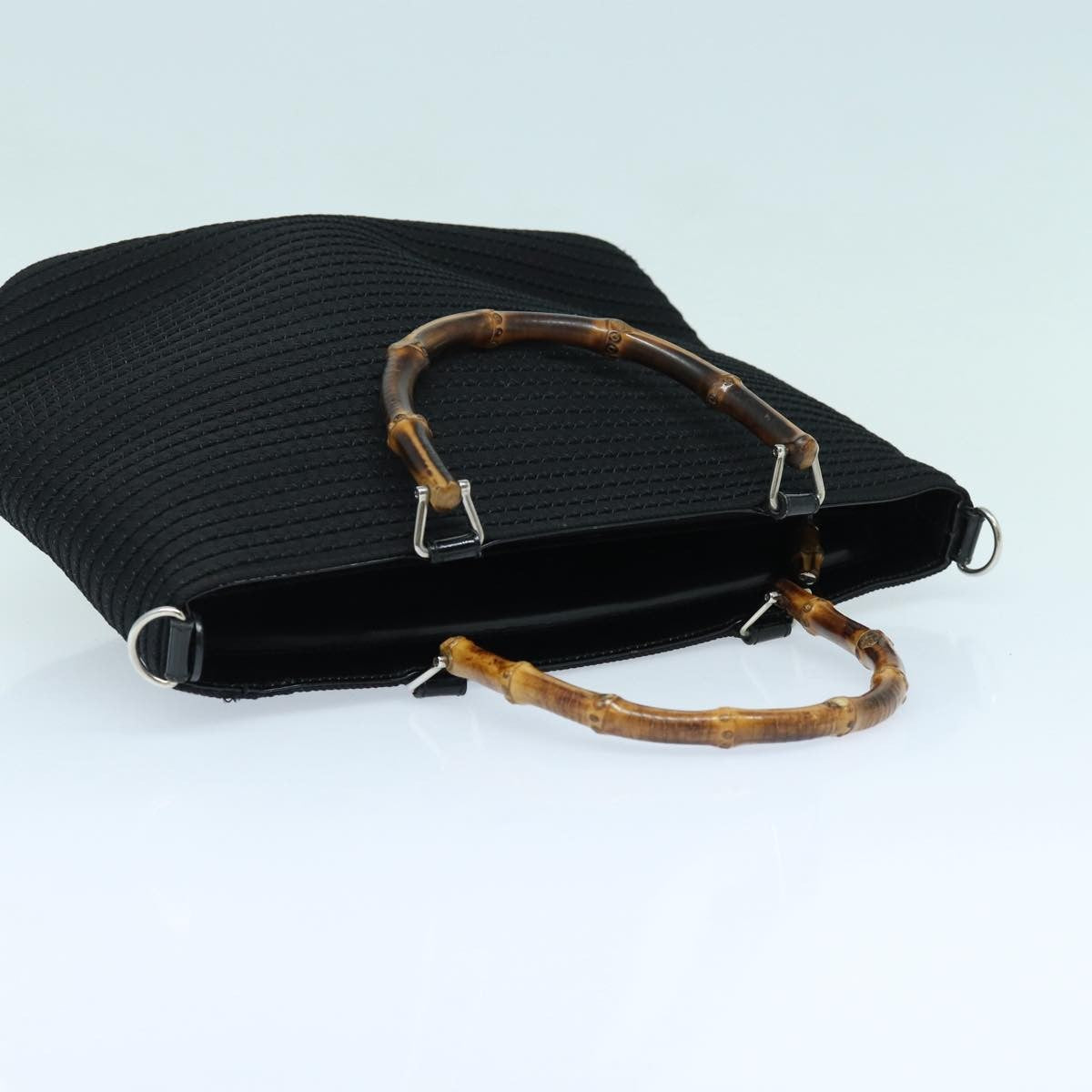 Gucci Vintage Bamboo Handle Tote Canvas, BLACK, CANVAS, Tote bag