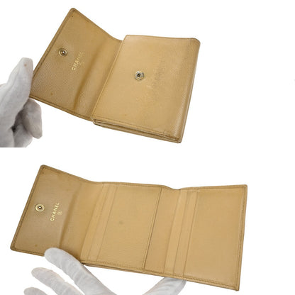 Chanel CC Trifold Flap Wallet Leather, BEIGE, LEATHER, Wallets