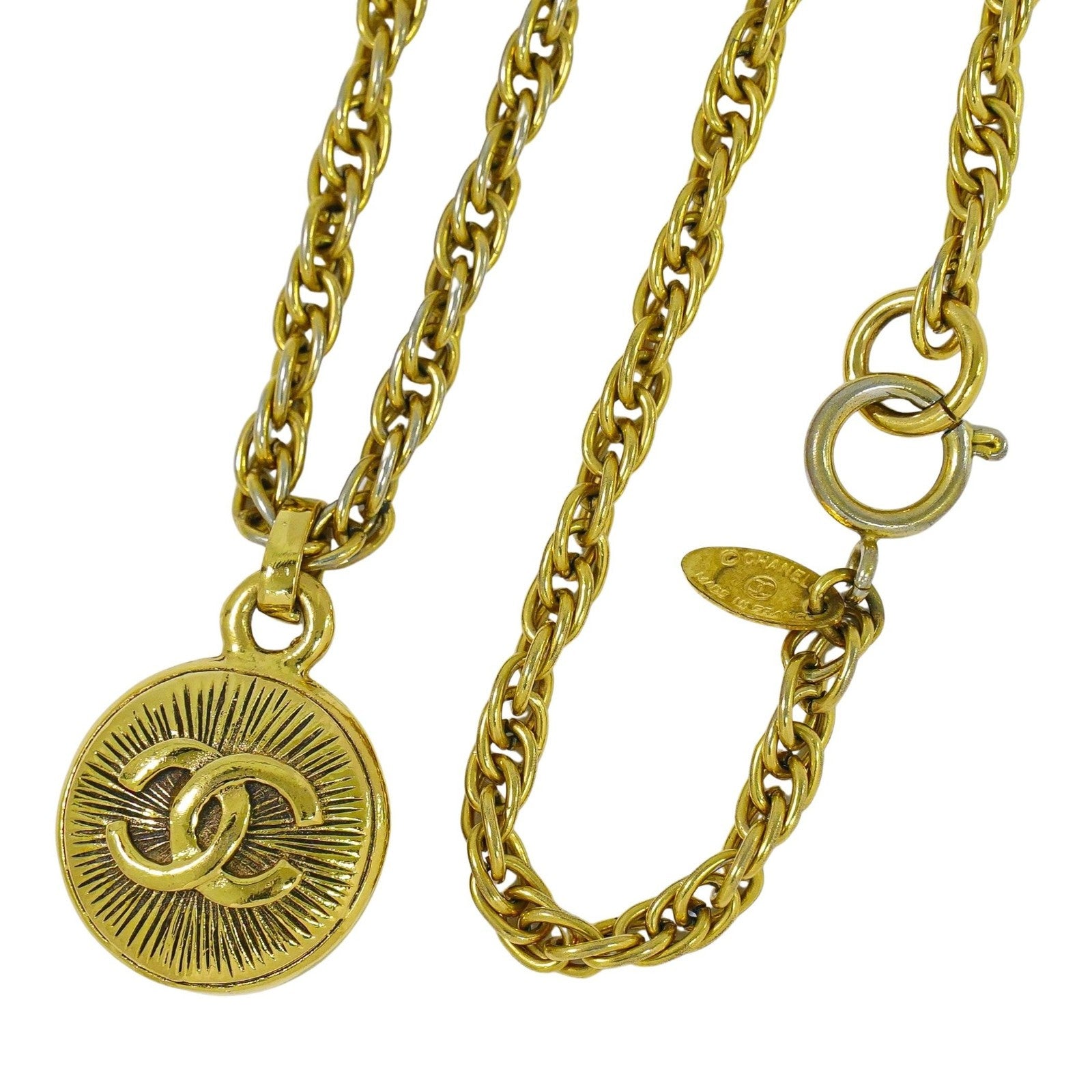 Chanel Vintage Medallion Necklace Metal, GOLD, GOLD_PLATED, Necklace