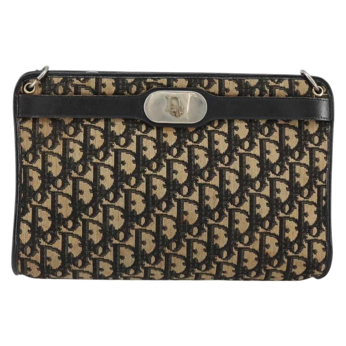 Christian Dior Vintage Trotter Shoulder Bag Canvas, NAVY, CANVAS, Shoulder bag