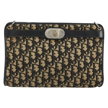 Christian Dior Vintage Trotter Shoulder Bag Canvas, NAVY, CANVAS, Shoulder bag