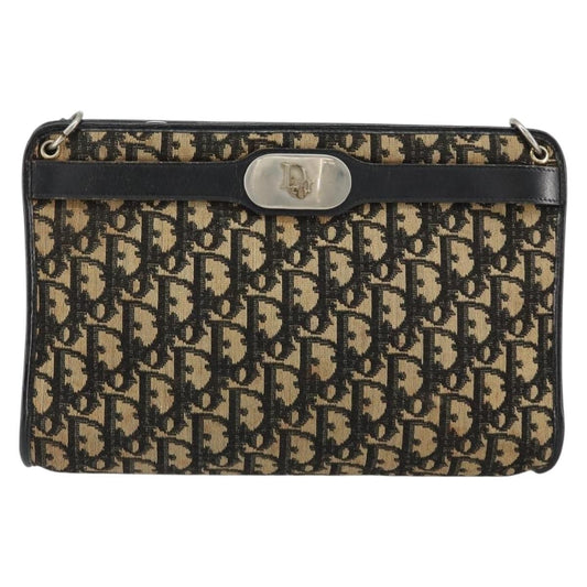 Christian Dior Vintage Trotter Shoulder Bag Canvas, NAVY, CANVAS, Shoulder bag