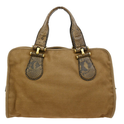 Gucci Twice Satchel Nubuck with Python, BROWN, SUEDE, Handbag