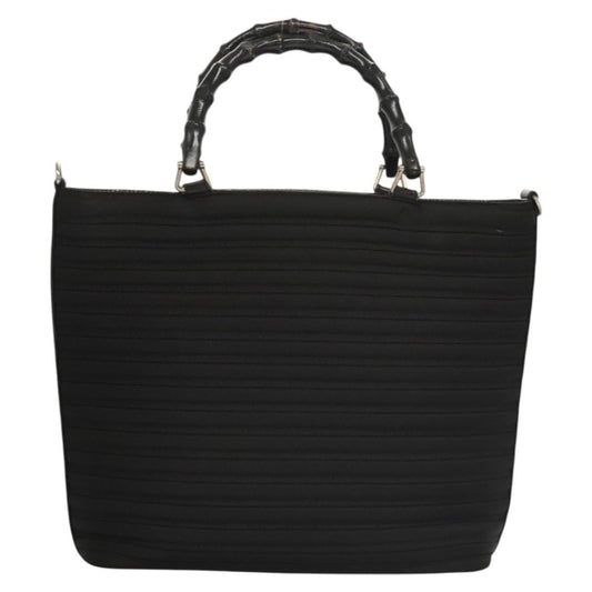 Gucci Vintage Bamboo Handle Bag Nylon, Black, Nylon, Handbag