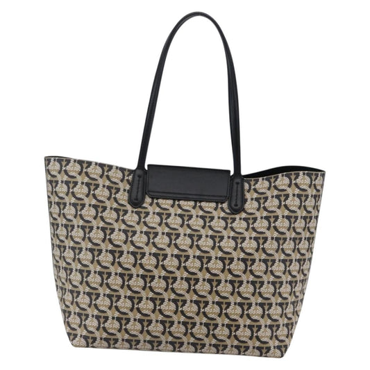 Salvatore Ferragamo Gancini Travel Tote Gancini Jacquard, BEIGE, CANVAS, Tote bag