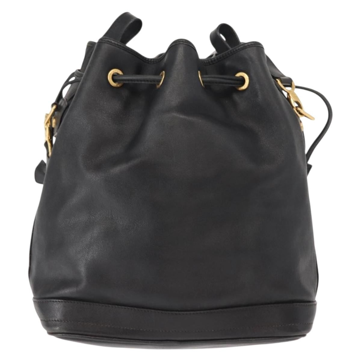 Gucci Vintage Drawstring Shoulder Bag Leather, BLACK, LEATHER, Shoulder bag