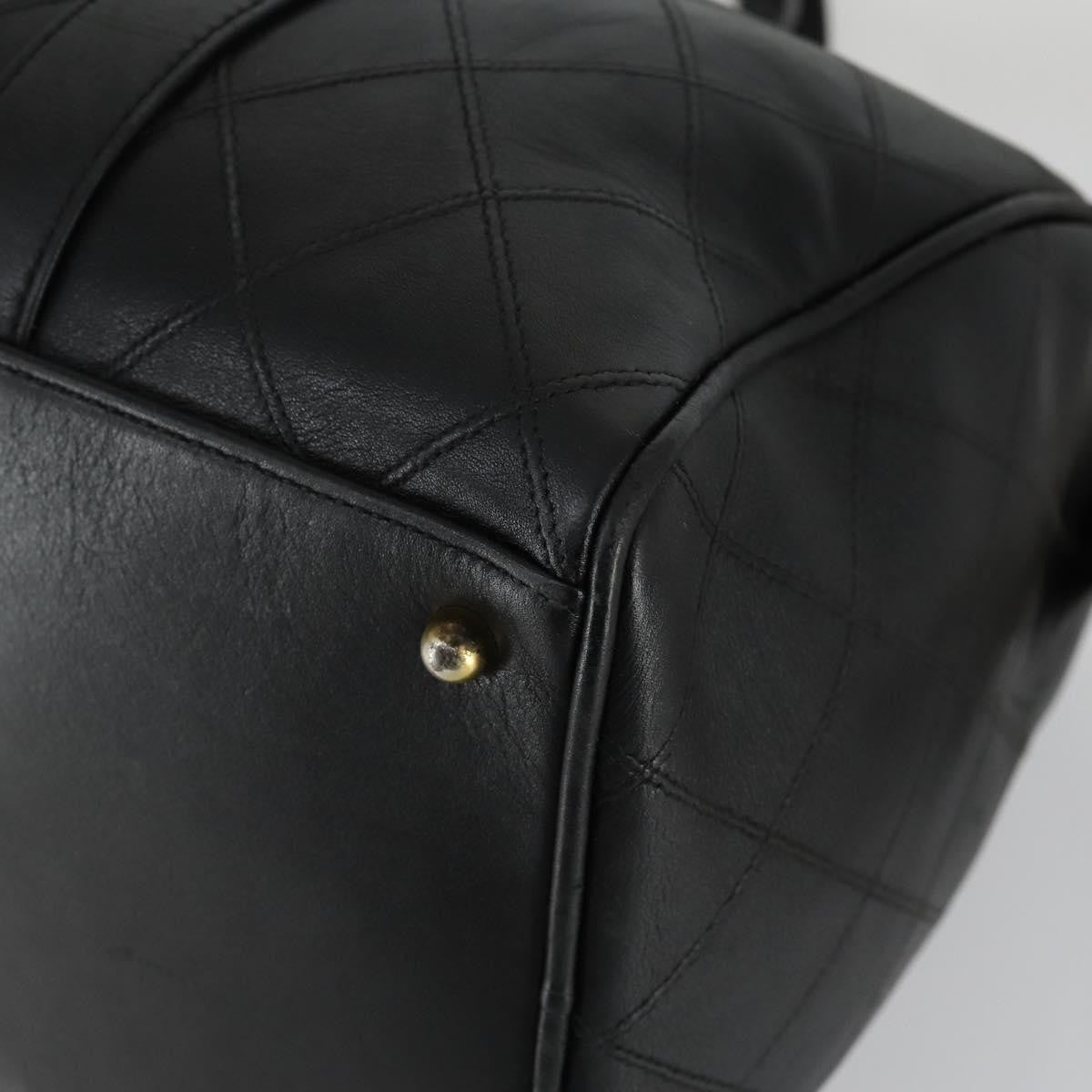 Chanel Vintage Diamond Stitch Boston Bag Quilted Lambskin, BLACK, LEATHER, Travel bag