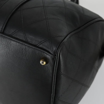 Chanel Vintage Diamond Stitch Boston Bag Quilted Lambskin, BLACK, LEATHER, Travel bag