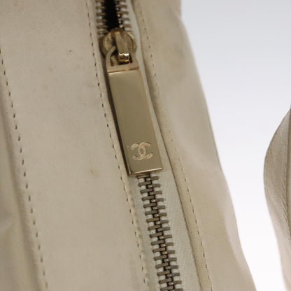 Chanel Chocolate Bar CC Shoulder Bag Quilted Leather, WHITE, LEATHER, Shoulder bag