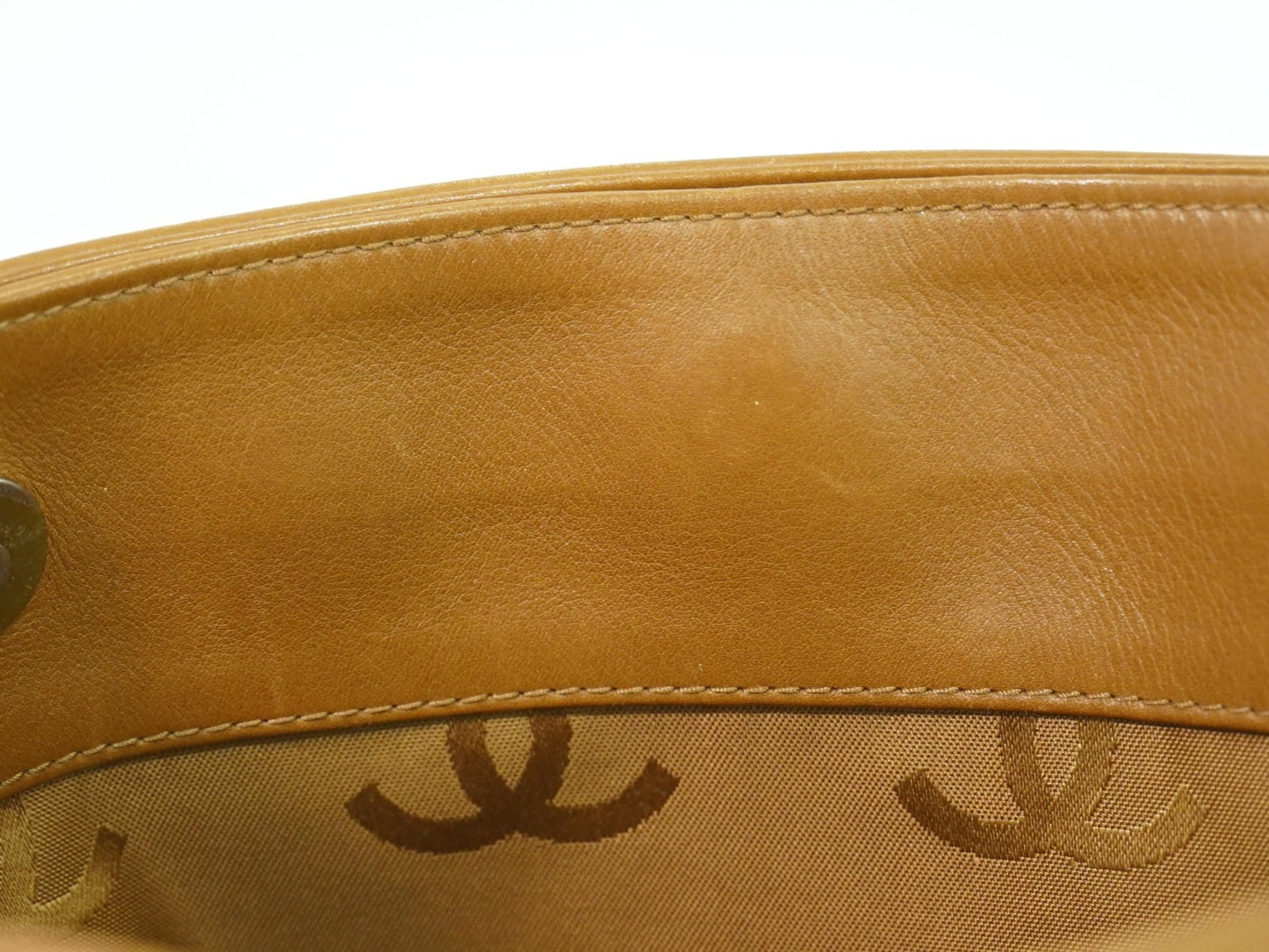 Chanel Vintage CC Tote Leather, BROWN, LEATHER, Tote bag