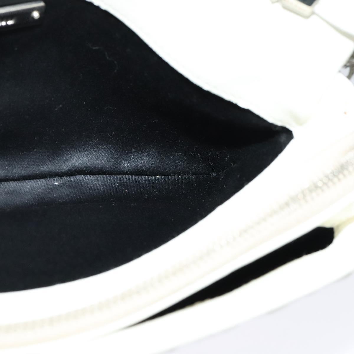 Miu Miu Crystal 2way Pouch Matelasse Leather, WHITE, LEATHER, Shoulder bag