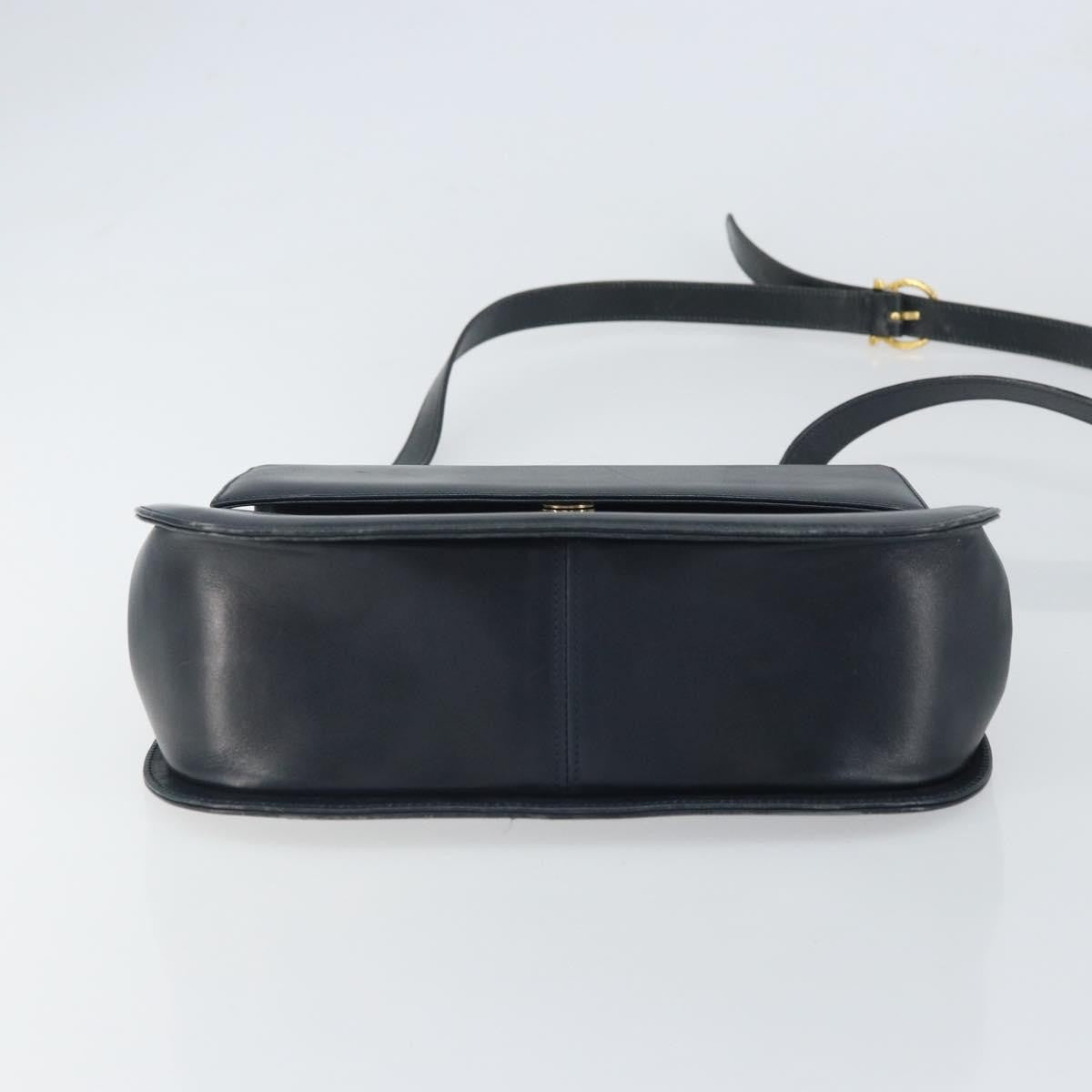 Salvatore Ferragamo Gancini Shoulder Bag Leather, NAVY, LEATHER, Shoulder bag