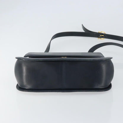 Salvatore Ferragamo Gancini Shoulder Bag Leather, NAVY, LEATHER, Shoulder bag